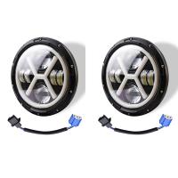 2X 500W 7 Inch Round Angel Eye LED Headlight 30000LM with Hi/Lo Beam DRL Amber Halo Ring for JEEP Wrangler JK TJ LJ