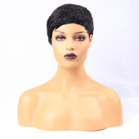 Short Human Hair Wigs Pixie Cut Straight Remy Indian Hair for Black Women Machine Made Highlight Color Cheap Glueless Wig