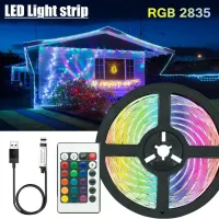 แถบไฟ Led 5050 2835 RGB เทปยืดหยุ่นไฟเส้น Led พร้อมรีโมทคอนโทรลการตกแต่งบ้าน0.5/1/2/4/5เมตร