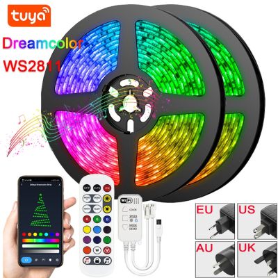 CW Tuya Wifi WS2811Strip LightsColor 5050 Bluetooth RemoteRGBIC LedTapeDesktopBackLight