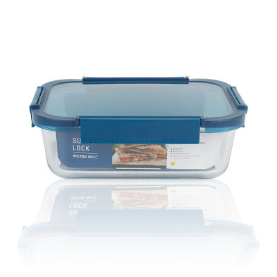 กล่องแก้ว กล่องแก้วถนอมอาหาร กล่องใส่อาหาร เข้าไมโครเวฟได้ ความจุ 640 ml. แบรนด์ Super Lock รุ่น 6220