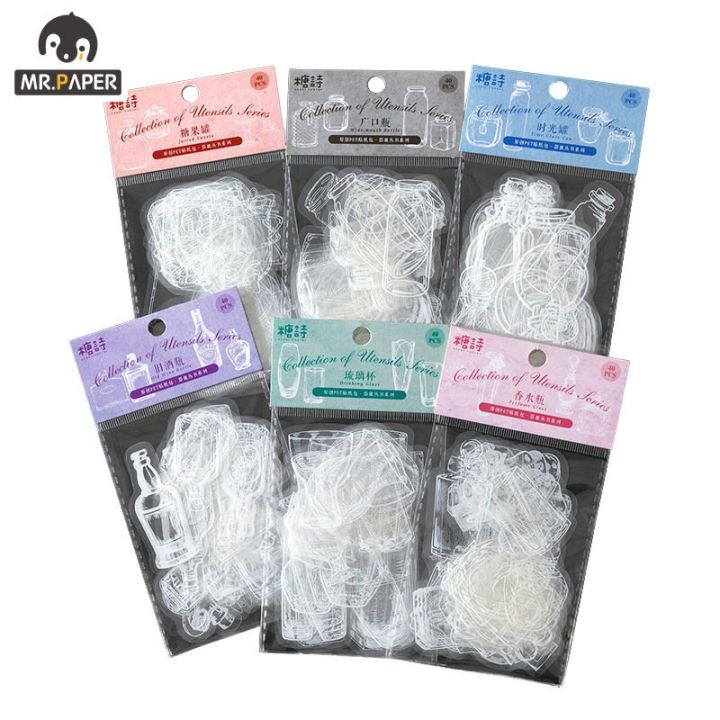 mr-paper-6-40pcs-bag-simple-personality-pet-sticker-creative-bottle-hand-account-material-decorative-stationery-sticker