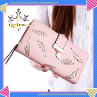 【New Arriva✨ 】Women Hollow Out Leaf Long Clutch Purse Card Holder Bifold Leather Wallet