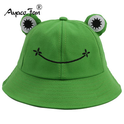 [hot]Parent-Kid Cartoon Frog Women Bucket Hat Panama Men Fishing Cap Cute Froggy Big Eyes Hat Homme Femme Chapeau Fisherman Sun Hat
