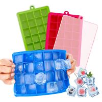 Ice Cube Trays - 3 Pack Silicone Ice Cube Trays Molds with Lid , Removable and Stackable, 24 Ice Cubes Per Trays