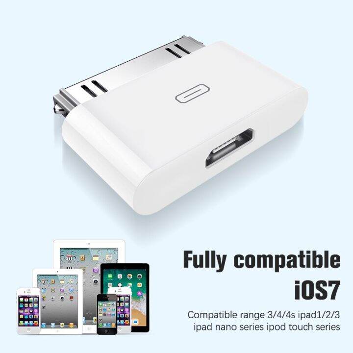 อะแดปเตอร์แปลงไมโคร-usb-เป็น30พิน1ชิ้นสำหรับ4s-3gs-หัวอะแดปเตอร์สาย-usb-ซิงค์ข้อมูล