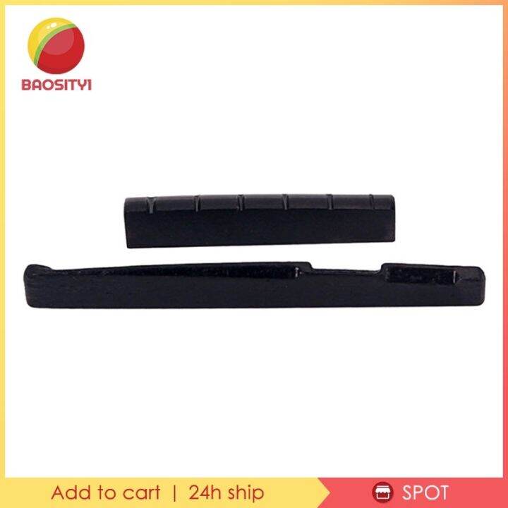 [🆕BAO110] Black Camel Bone Guitar Bridge Nut 43mm and Saddle for