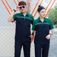 แขนสั้น Workwear ฤดูร้อนบางโพลีเอสเตอร์ผ้าฝ้ายเสื้อสวมใส่ทนระบายอากาศเว็บไซต์การประชุมเชิงปฏิบัติการเสื้อผ้าคุ้มครองแรงงาน