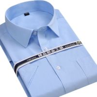 Summer Short Sleeve square collar regular fit oversize S to 8xl solid plaintwill formal business men dress shirts