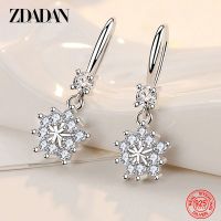 Zdadan 925เงินสเตอร์ลิง Zircon เกล็ดหิมะต่างหูสำหรับผู้หญิงจี้เครื่องประดับ