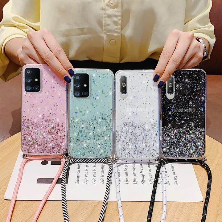 shine-electron-เคสโซ่สลิงนิ่มหรูหรา-เคส-samsung-galaxy-กลิตเตอร์แวววาวสำหรับ-a13-a03-a23-a73-a53-a33-4g-5g-s21-s22เป็นพิเศษบวก-s23-fe