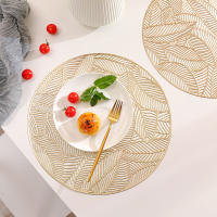 Creative Round Placemat PVC Hollow European Western Restaurant Table Coffee Cup Mat Leaf Insulation Pad