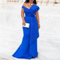 Women Long Dress Sexy Mermaid Slash Beads Off Shoulder Fashion Robe Prom Evening Lady Dress Elegant  African Maxi Dresses