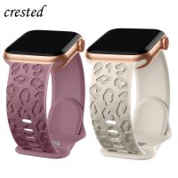 Engraved Strap For Apple Watch Band 44mm 40mm 45mm 49mm 41mm 38mm 42mm Leopard silicone bracelet iwatch series 7 se 3 6 8 ultra