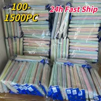 100PC Disposable Plastic Drinking Straws Multi-colored Striped Bendable Elbow Straws Party Event Alike Supplies Color Random