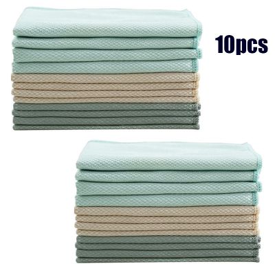 5/10pcs Wave Pattern Fish Scale Cloth Rag Water Absorbable Glass Kitchen Cleaning Cloth Wipes Table chiffon de nettoyage 30x40cm