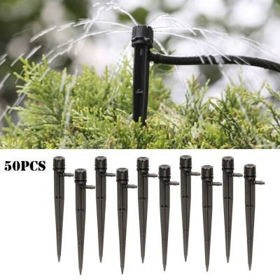 50pcs Drip Irrigation Support Stakes Adjustable Drippers Stake Emitter System 360° Sprinkler Bracket