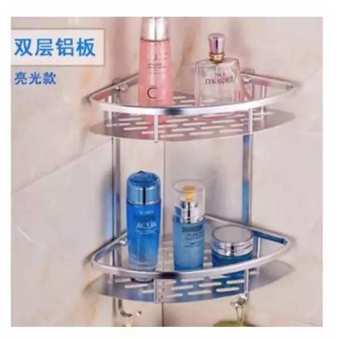 2 Layer Triangular Shower Caddy Shelf Rustproof Corner Bath