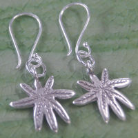 Leaf exotic Thai design earrings pure silver Thai Karen hill tribe ใบไม้น่ารักทำจากมึอลวดลายไทยตำหูเงินกระเหรี่ยงทำจากมือชาวเขางานฝีมือสวยของฝากที่มีคุณค่า