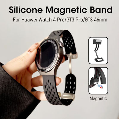 ซิลิโคนนิ่มกีฬาพร้อมหัวเข็มขัดแม่เหล็กสำหรับนาฬิกา Huawei 4 Pro สมาร์ทวอท์ช22Mm สายนาฬิกาข้อมือสากลสำหรับ GT3 Pro 46Mm GT2 46Mm สมาร์ทวอท์ช