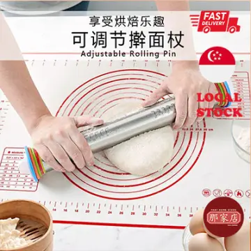 43cm Adjustable Rolling Pin with Thickness Rings for Cookie Roller Rod for  Dough Thickness Fondant Pizza