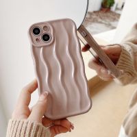 เคสลายคลื่นหยักสีน้ำตาลอ่อนแบบเรียบง่ายสำหรับ Iphone X/xs Xsmax 11 11 Proamx 12pro Max สวยงาม13 Praomx เคส Iphone นิ่ม