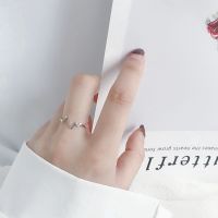 Exquisite แหวนเงิน Korea Silver Heartbeat Finger Ring Charm Wave Adjustable Rings Women Jewelry Accessories Gifts