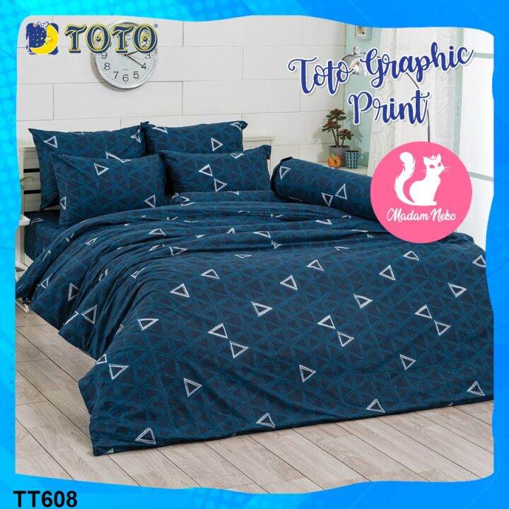 toto-ผ้าปูที่นอน-ไม่รวมผ้านวม-พิมพ์ลาย-กราฟฟิก-graphic-print-tt608-เลือกขนาดเตียง-3-5ฟุต-5ฟุต-6ฟุต-โตโต้-เครื่องนอน-ชุดผ้าปู-ผ้าปูเตียง