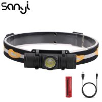 1xXML-L2 Headlight Power by 18650 Battery Headlamp USB Rechargeable 6 Modes Flashlight Head for Camping Warm Light Night Fishing