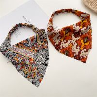 【YF】 Vintage Bohemian Floral Print Triangle Turban For Women Elastic Bandanas Head Scarf Handmade Soft Hair Accessories