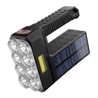 Solar Rechargeable Flashlight Outdoor Household Emergency LED Side Light Searchlight Portable Lamp