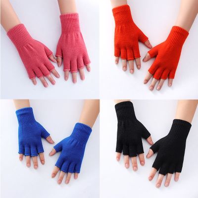 Men Cashmere Half Gloves Woolen Knitted Wrist Mittens Warm Outdoor Cycling Stretch Fingerless
