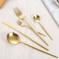 24 Pieces Cutlery Tableware Set Black Golden Spoon Fork Dinnerware Kitchen Gadget Sets Stainless Steel Portable Utensils