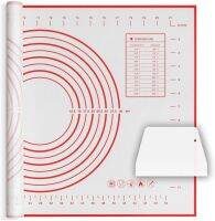 ซิลิโคนแผ่นรองไม่ติด BPA ฟรีเบเกอรี่แผ่นฉนวนกันเสียงสำหรับแป้งกลิ้งเคาน์เตอร์คุกกี้ไม่ลื่นแผ่นรองทำขนมกับวัด23.6X15.7นิ้วสีแดง (1ที่ตัดแป้ง)