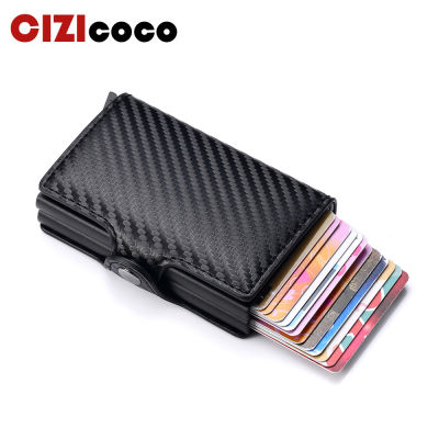 2022 Carbon Fiber Card Holder Mens Double Anti Rfid Credit Card holder Case Wallet Metal Business Bank Minimalist Wallet