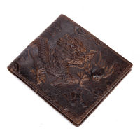 Handmade Carving Vintage Genuine Leather Men Wallets Boy Purse Real Leather Short Card Wallet for Male Money Clips Money bag