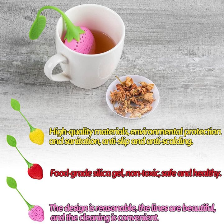 6pcs-silicone-loose-tea-infuser-creative-strawberry-shaped-tea-filling-reusable-tea-cup-filter