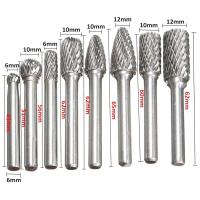 【CW】 8pc 6mm-12mm Tungsten Carbide Burr Bit Engraving 1/4 quot; 6mm Shank Cutter Files Grinding carbide burr