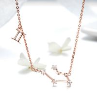 【HOT SALE】 EC Loria Trading mall 2019ผู้หญิง12 Constellation 925 Sterling Rose สร้อยคอจี้ยาว Choker สำหรับเครื่องประดับสตรี