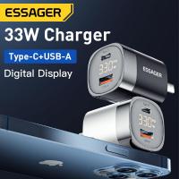 [ใหม่2023] Essager 33W GaN ดิจิตอลจอแสดงผลที่ชาร์จสำหรับเดินทาง PD QC 3.0 USB C เครื่องชาร์จอย่างรวดเร็วสำหรับ IPhone 13 Xiaomi Samsung Charger