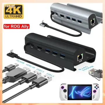For ROG Ally Dock Console Hub 4K 60Hz USB C Docking Station Gigabit  Ethernet 1000Mbps Dock Stand Type C USB 3.0 2.0 PD 100W
