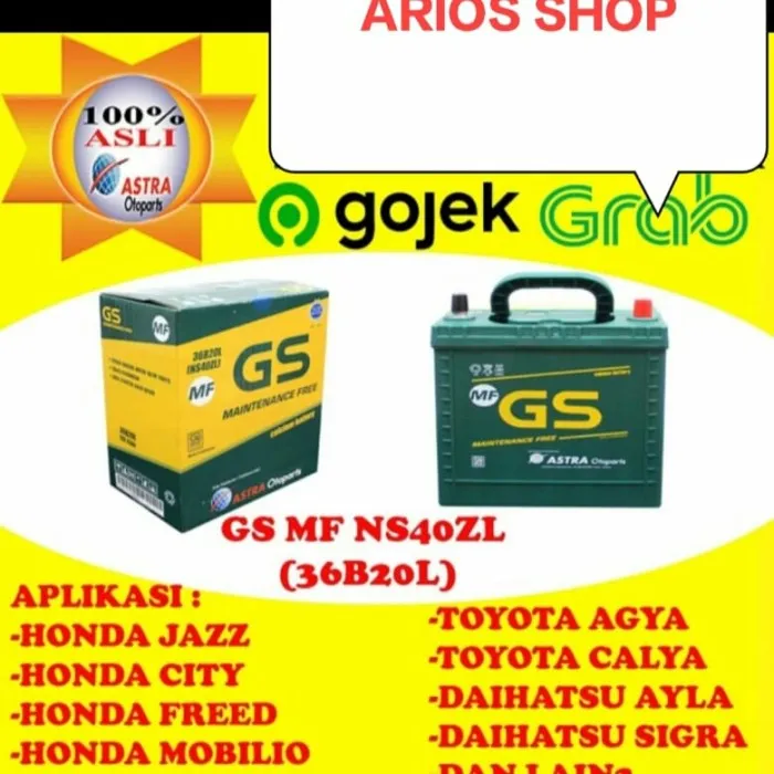 Aki Mobil Gs Ns40zl 36b20l Mf Kering Ertiga Jazz Agya Alya Sigra