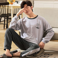 Full Cotton Pijama for Men 2 PiecesSet Lounge Sleepwear Pyjamas Autumn Bedgown Home Clothes Man Pure Cotton Pajamas Set L-4XL