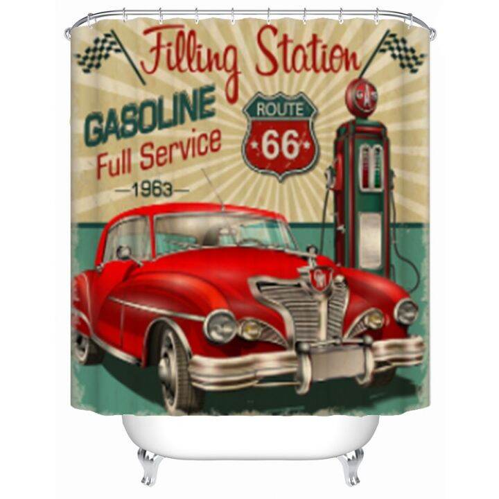 shower-curtain-retro-vintage-gasoline-route-66-classic-motorcycles-waterproof-polyester-fabric-bathtub-curtain-with-hooks