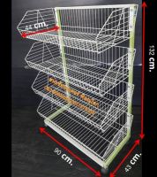 ชั้นตะกร้าขนม รุ่นจัมโบ้ แบบ 4 ชั้น ขนาด 90x120cm. มีล้อเลื่อน ชั้นวางขายขนม ชั้นตะแกรง ชั้นตะกร้า ชั้นตะแกรงใส่ขนม ชั้นขายของ