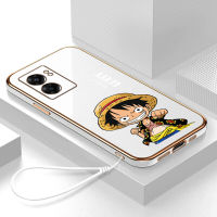 เคส OPPO A57 2022 Case การ์ตูนลูฟี่หรูหรา 6D ชุบซิลิโคนอ่อนนุ่มกรอบสี่เหลี่ยมเงา Bling ฝาหลัง