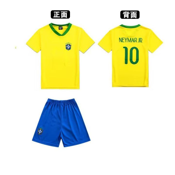 lemon-พิเศษชุดฟุตบอลเด็กชุดสูทแขนสั้นเด็กชายและเด็กหญิงทีมชาติบราซิลชุดเด็กแห้งเร็วเสื้อบาง