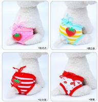 กางเกงอนามัยสุนัข​ ลายสตอเบอรี่และลายดอกไม้ สำหรับใส่ป้องกันการผสมพันธ์  dog sanitary pants