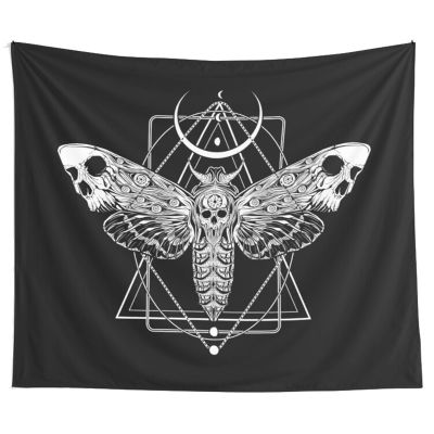 【cw】Surreal Death Moth Skull Tapestry Wall Hanging Art for Bedroom Living Room Decor College Dorm Party Backdrop Home Decoration