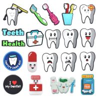Health Tooth Shoe Charms Medical JIBZ Croc Charms PVC DIY Combination Fit Shoes Charm Buckle Accessories Decoration Party Gifts